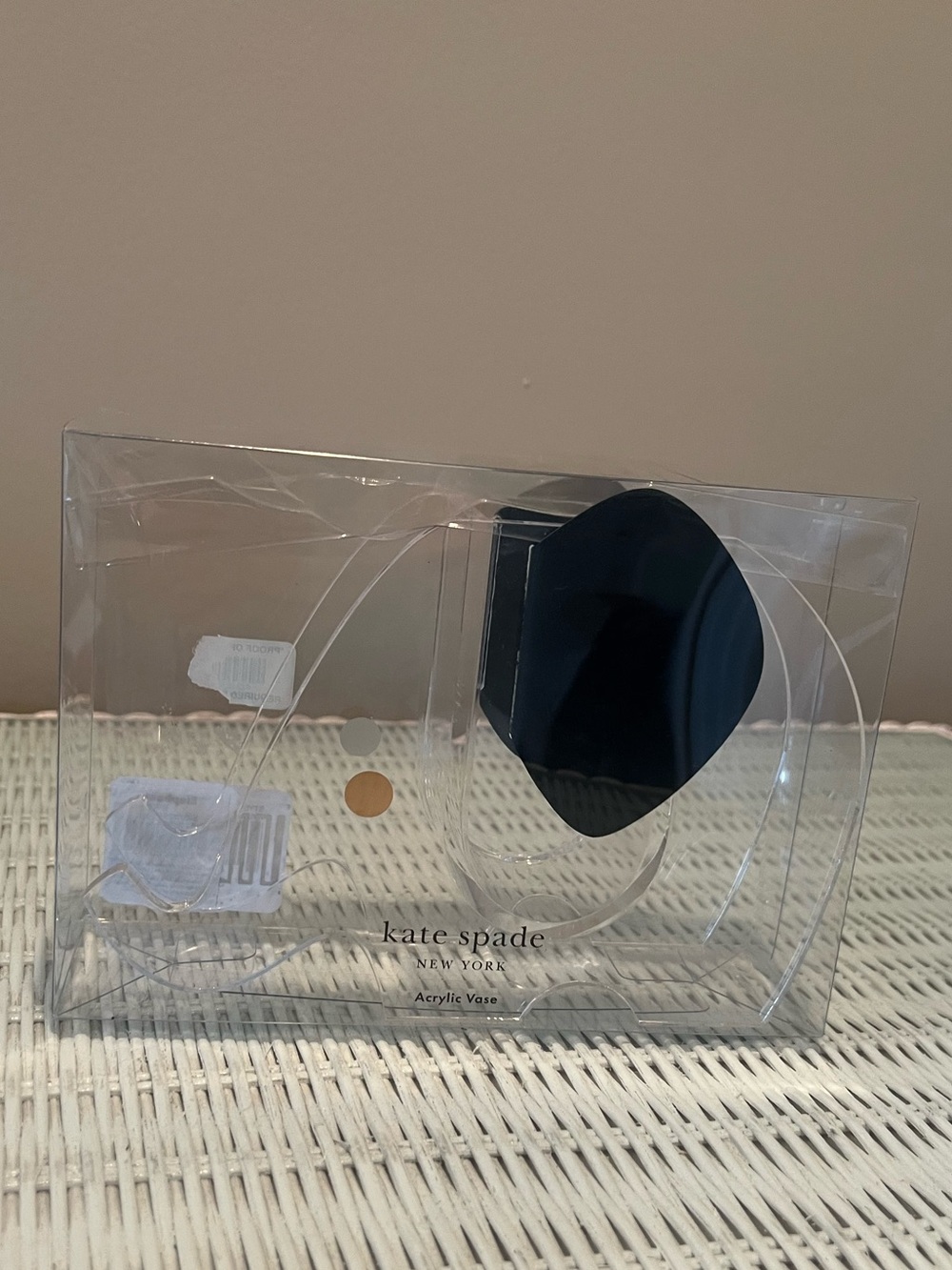 Kate Spade Clear Elephant Acrylic Vase with Black Vegan Leather Ears